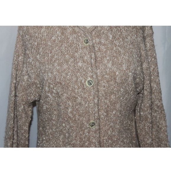 Alps Fine Womens Apparel Beige and Ivory Leaf Button Up Sweater Size S - Picture 2 of 4